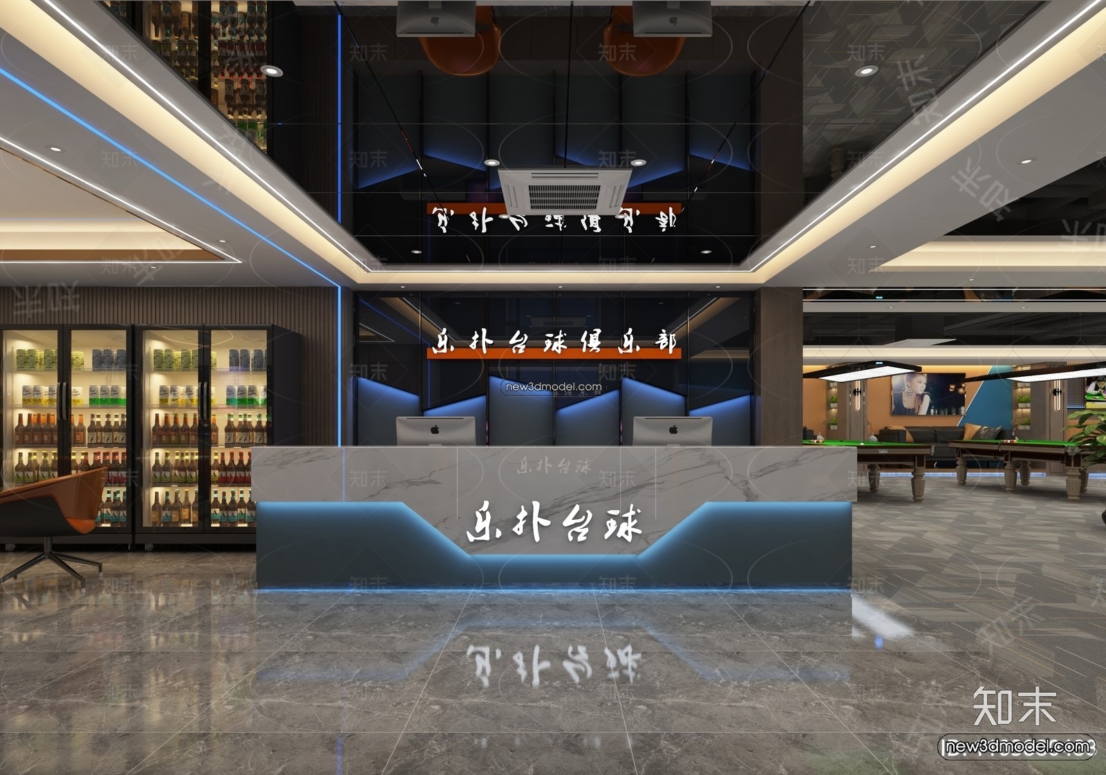 Interior 3D Models of Billiard – 3D Blocks – 075 – VRAY - thumbnail 4