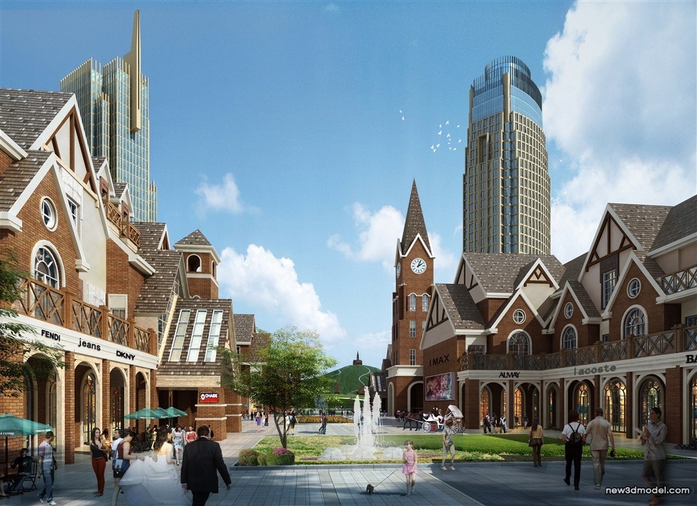3D Models of Commercial Building – Exterior 3D Scenes – 1058 – VRAY - thumbnail 3