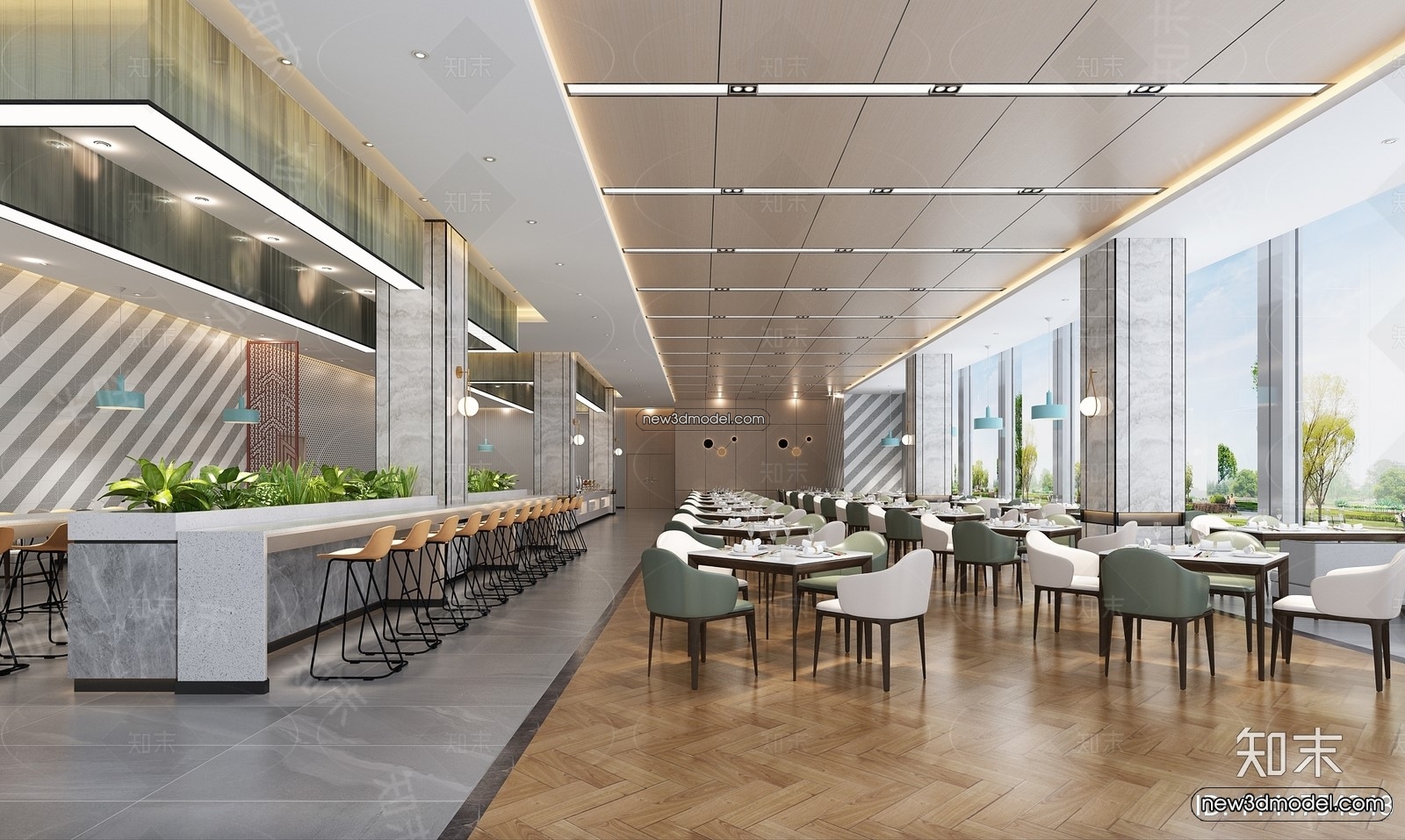 Buffet Restaurant of Hotels 3D Scenes – 3D Blocks – 042 – VRAY - thumbnail 2