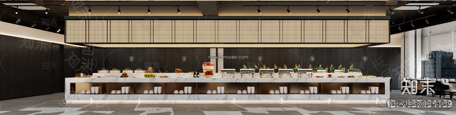 Buffet Restaurant of Hotels 3D Scenes – 3D Blocks – 043 – VRAY - thumbnail 3