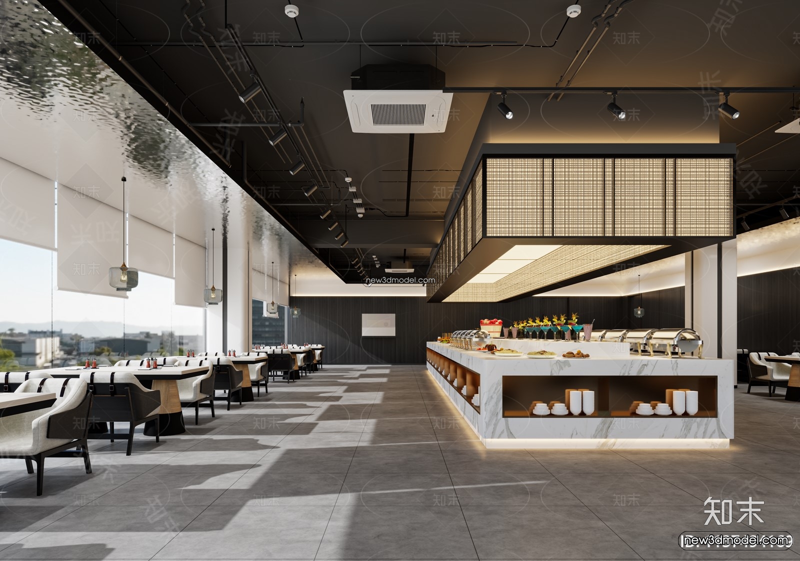 Buffet Restaurant of Hotels 3D Scenes – 3D Blocks – 043 – VRAY - thumbnail 2