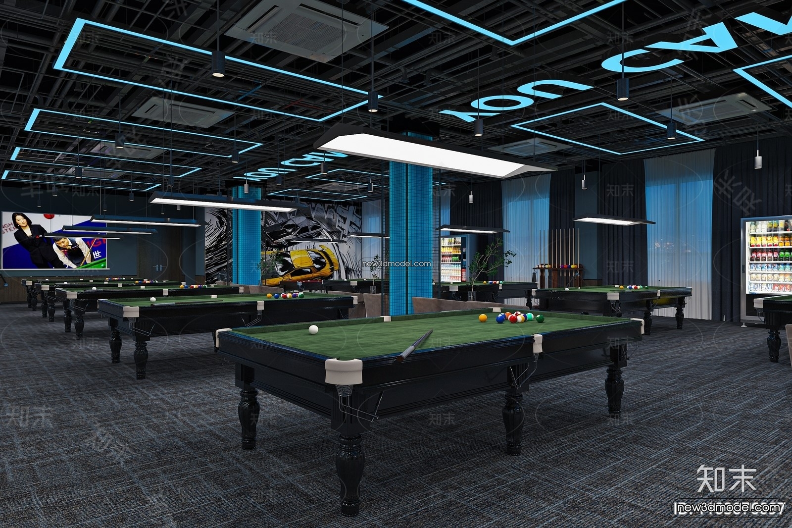 Interior 3D Models of Billiard – 3D Blocks – 084 – VRAY - thumbnail 2