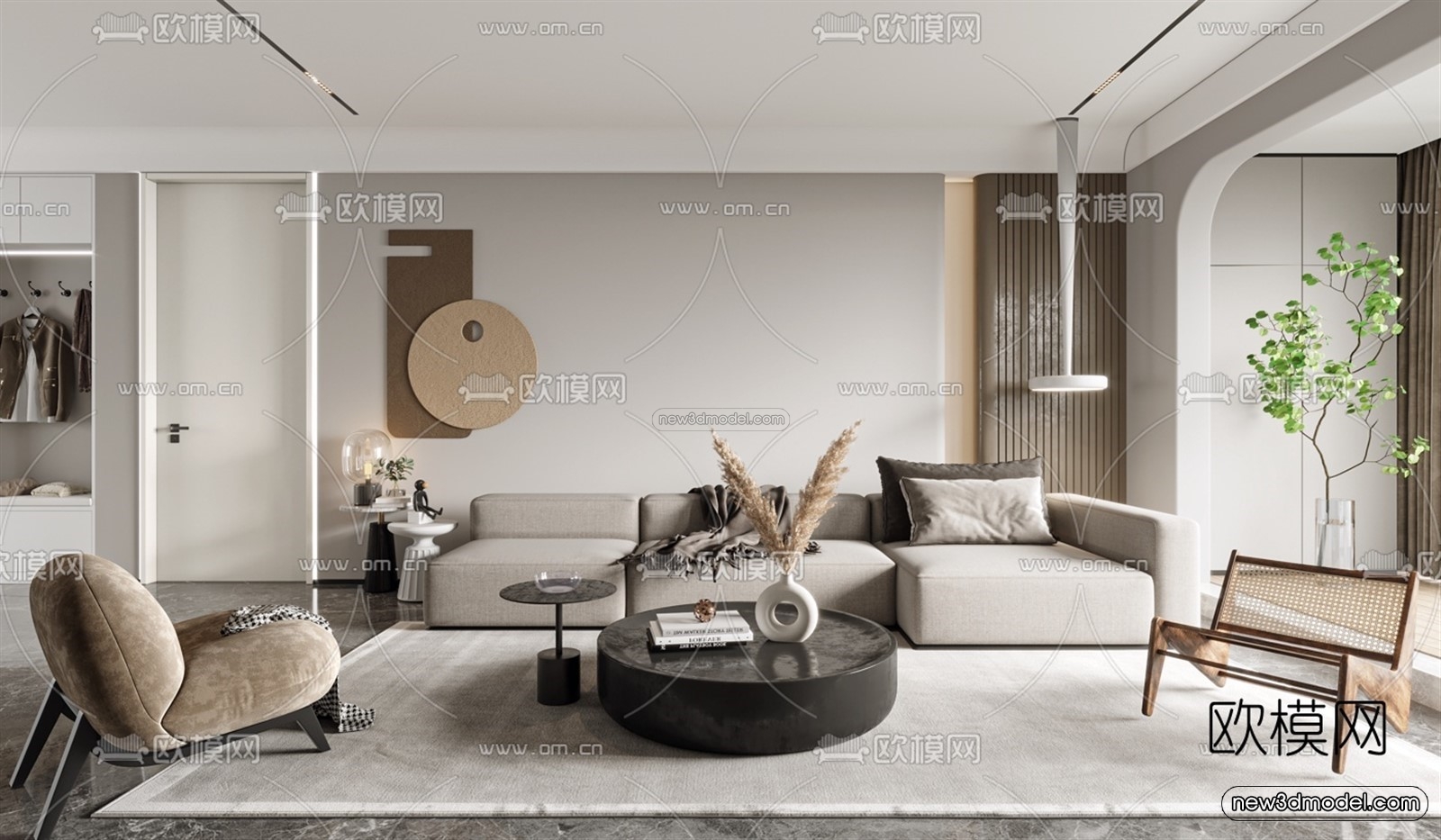 Modern Style Interior 3D Blocks – Living Room 3D Model – 138 – VRAY - thumbnail 3