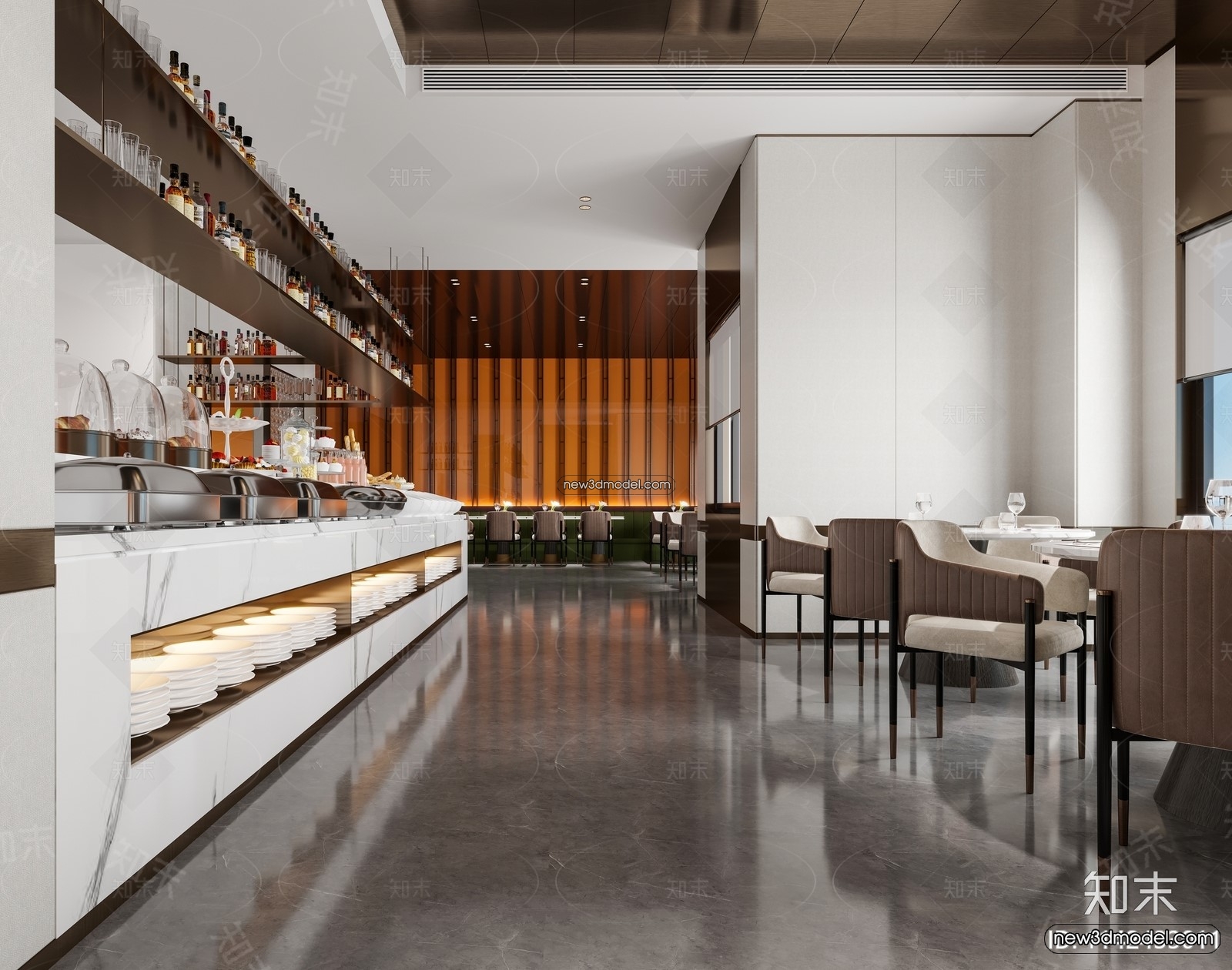 Buffet Restaurant of Hotels 3D Scenes – 3D Blocks – 051 – CORONA - thumbnail 2