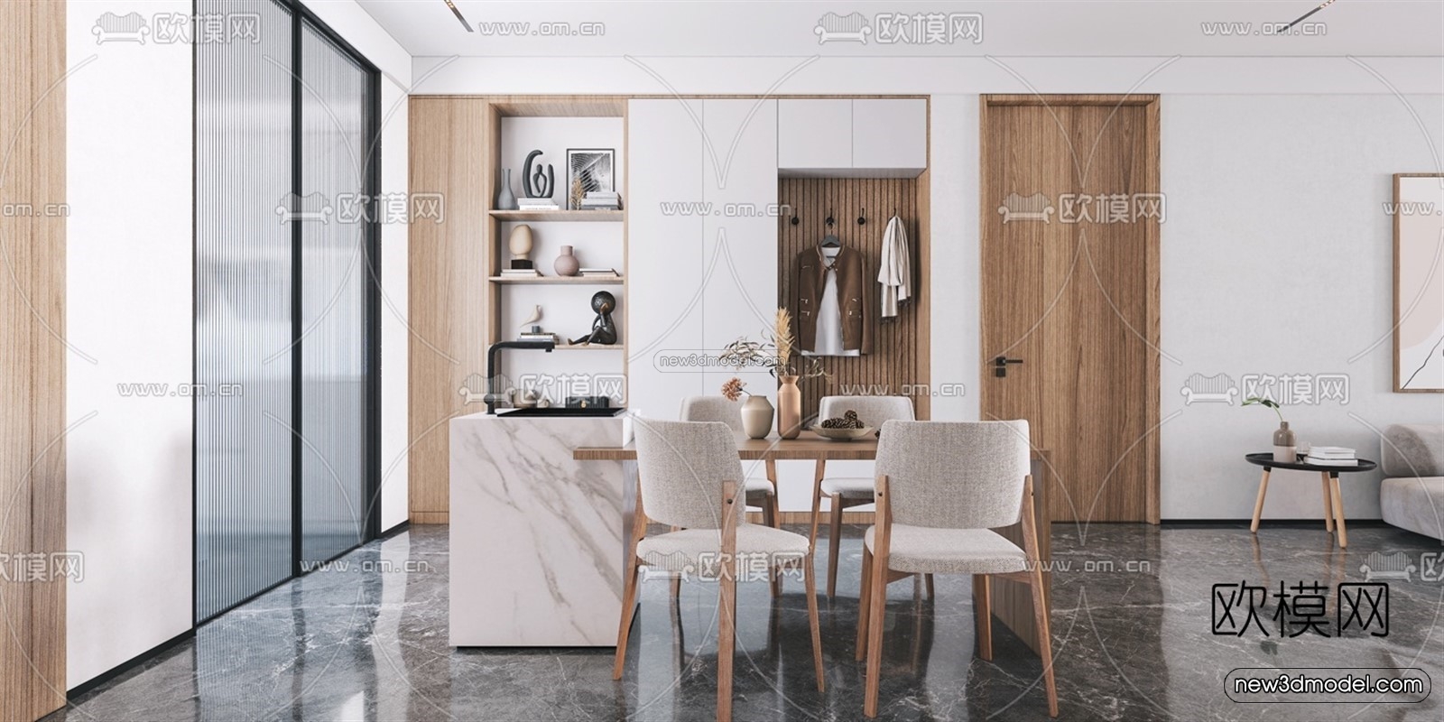 Modern Style Interior 3D Blocks – Living Room 3D Model – 140 – VRAY - thumbnail 2