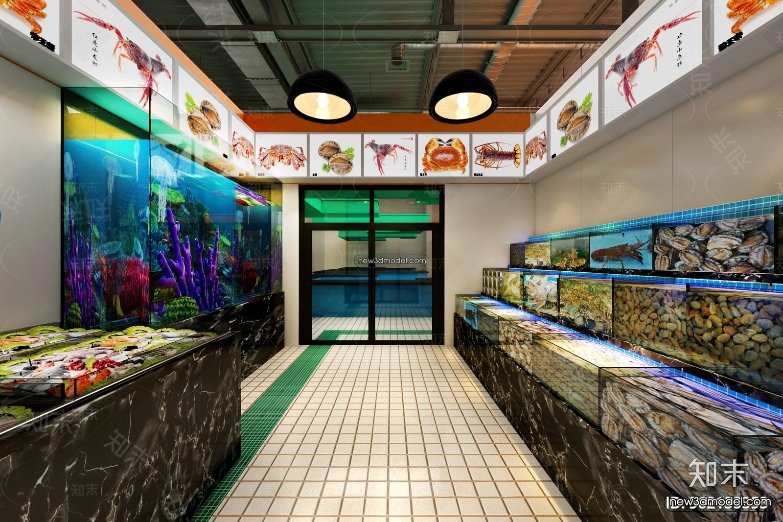 Seafood Restaurant 3D Scene – 3D Blocks – 055 – VRAY - thumbnail 3