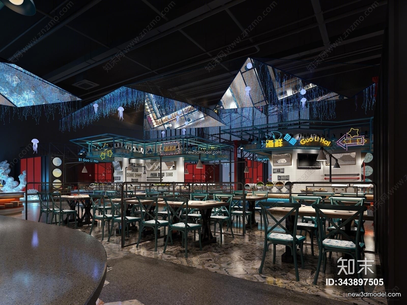 Seafood Restaurant 3D Scene – 3D Blocks – 066 – VRAY - thumbnail 4