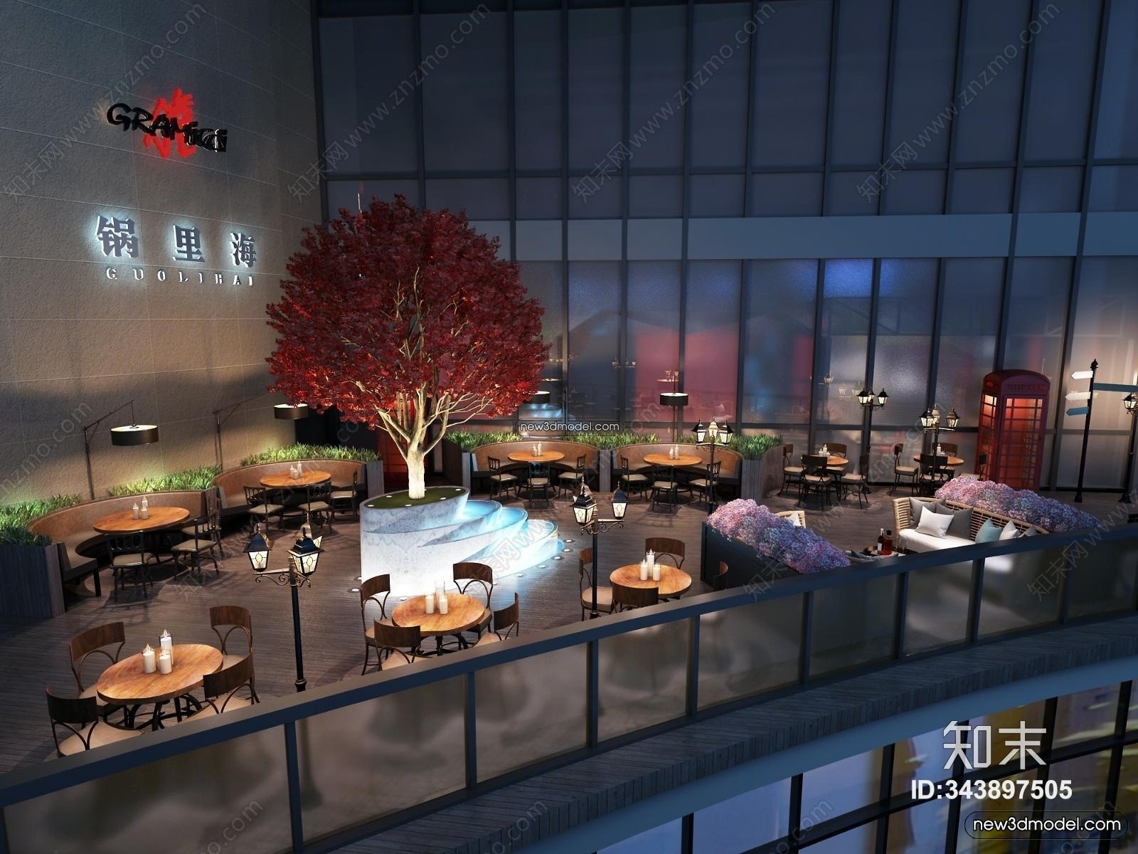Seafood Restaurant 3D Scene – 3D Blocks – 066 – VRAY - thumbnail 3