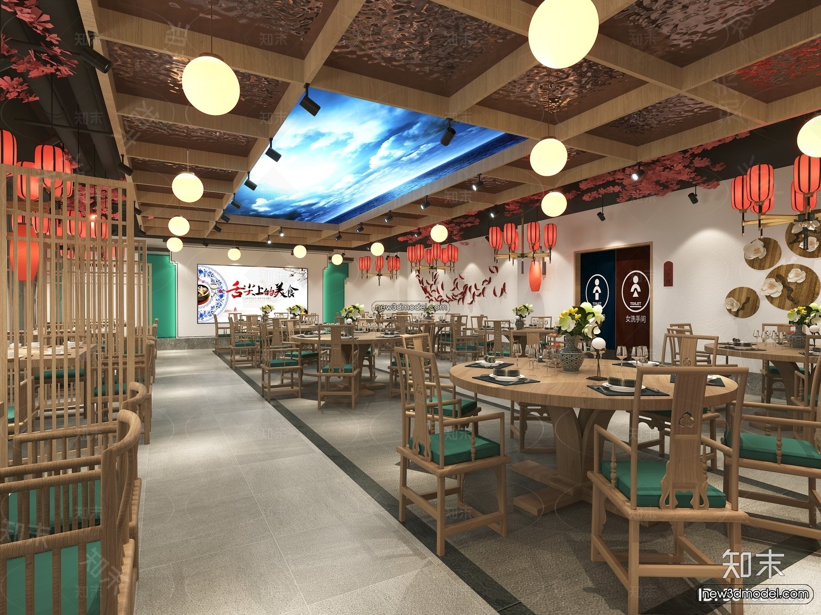 Seafood Restaurant 3D Scene – 3D Blocks – 077 – VRAY - thumbnail 3