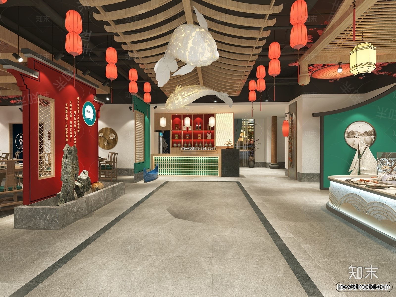 Seafood Restaurant 3D Scene – 3D Blocks – 077 – VRAY - thumbnail 2