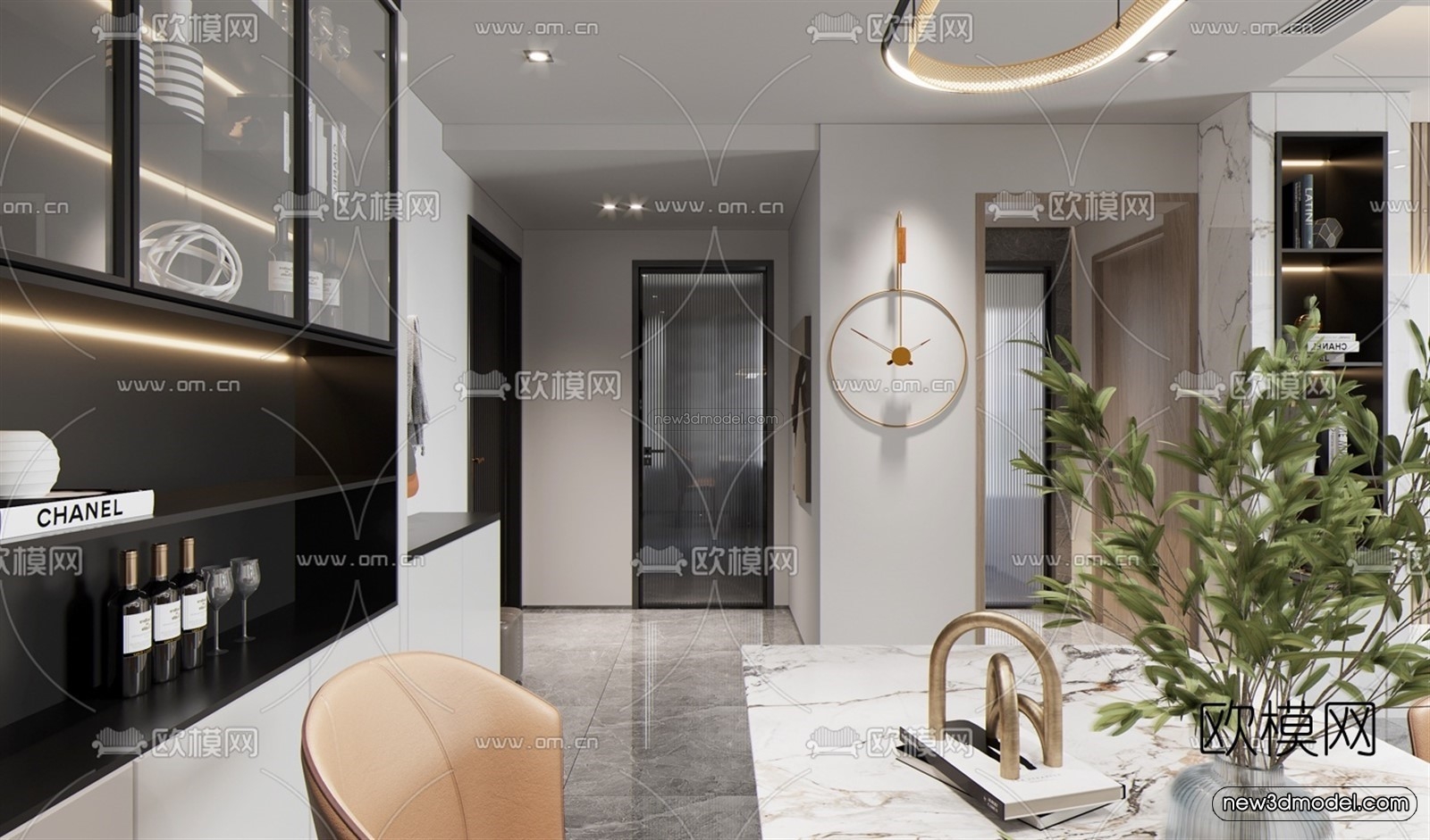 Modern Style Interior 3D Blocks – Living Room 3D Model – 144 – VRAY - thumbnail 3