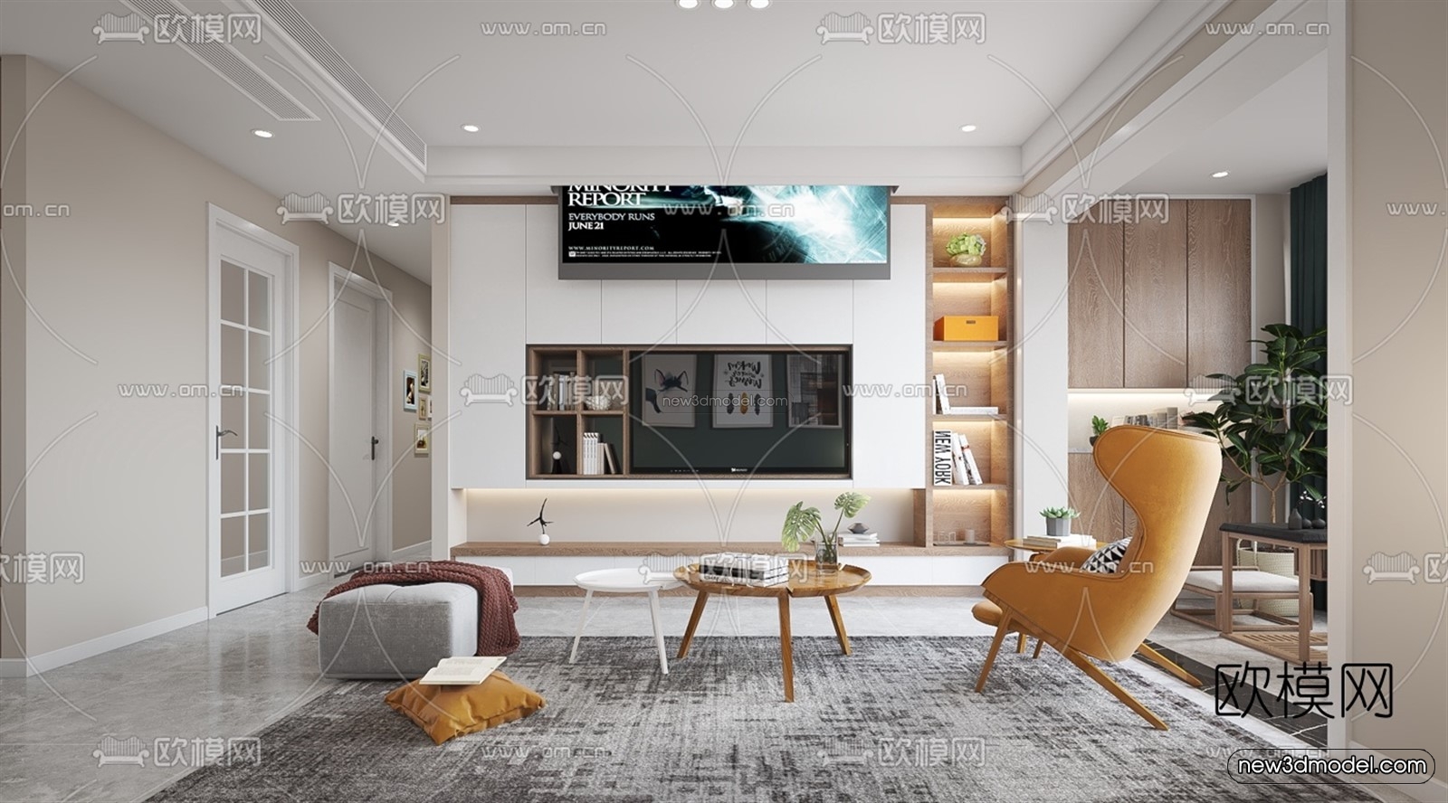 Morandi Style Interior 3D Blocks – Living Room 3D Scene – 093 – VRAY - thumbnail 2
