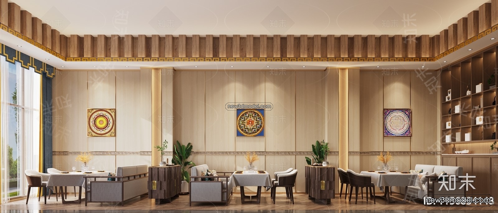 Buffet Restaurant of Hotels 3D Scenes – 3D Blocks – 065 – CORONA - thumbnail 2