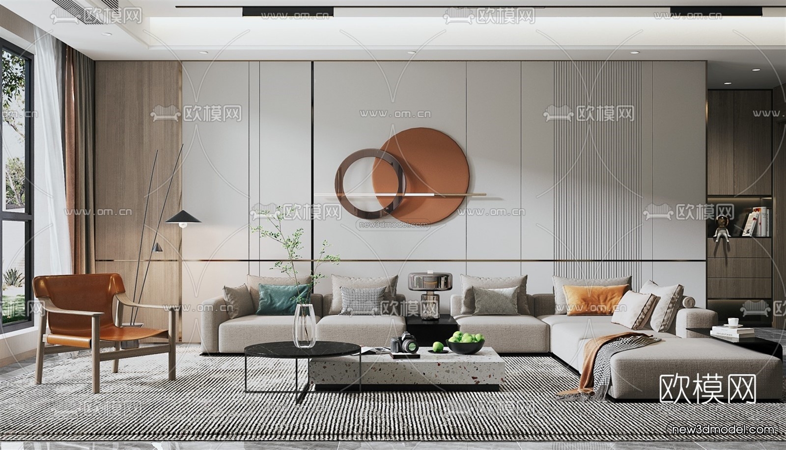 Modern Style Interior 3D Blocks – Living Room 3D Model – 145 – VRAY - thumbnail 2