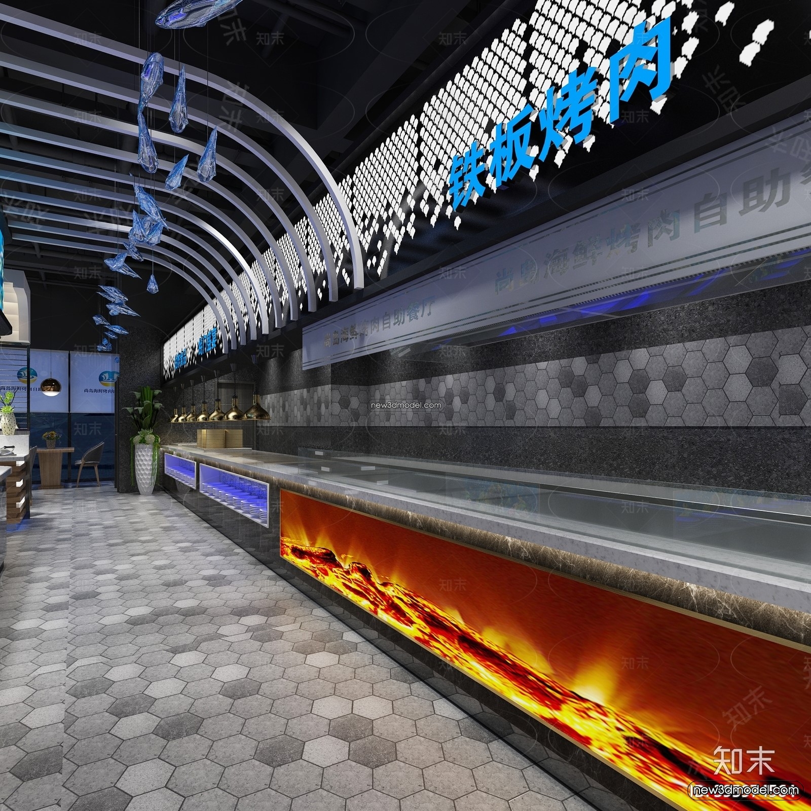 Seafood Restaurant 3D Scene – 3D Blocks – 002 – VRAY - thumbnail 3