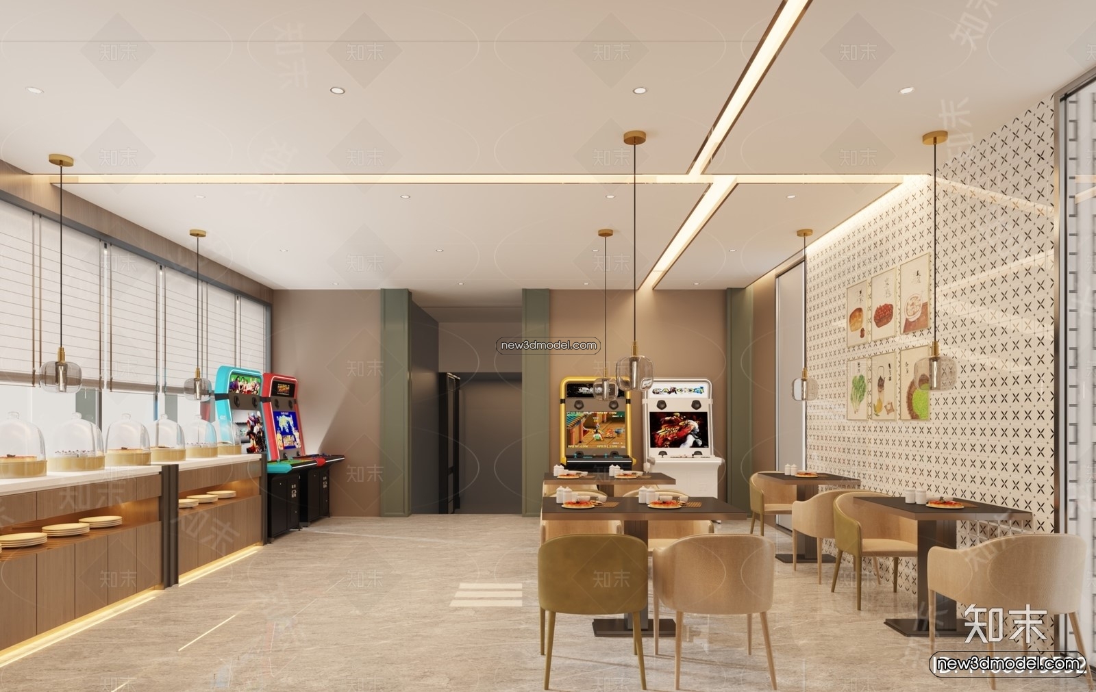 Buffet Restaurant of Hotels 3D Scenes – 3D Blocks – 068 – VRAY - thumbnail 2