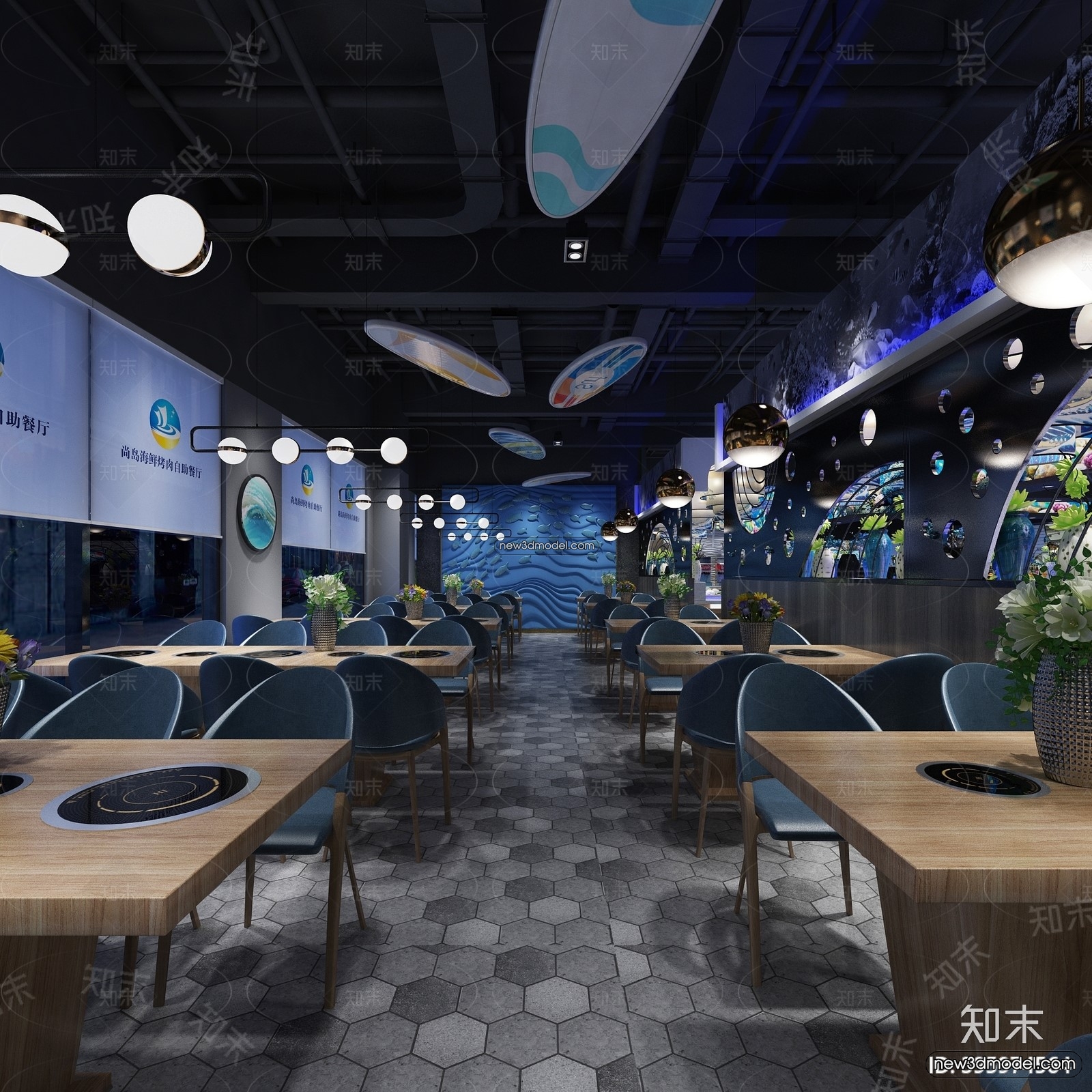 Seafood Restaurant 3D Scene – 3D Blocks – 002 – VRAY - thumbnail 2