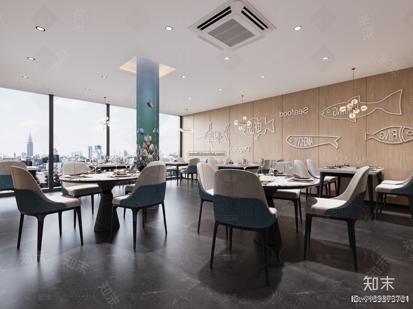 Seafood Restaurant 3D Scene – 3D Blocks – 003 – CORONA - thumbnail 2