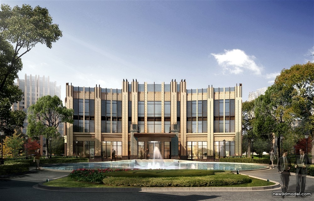 3D Models of Commercial Building – Exterior 3D Scenes – 614 – VRAY - thumbnail 3