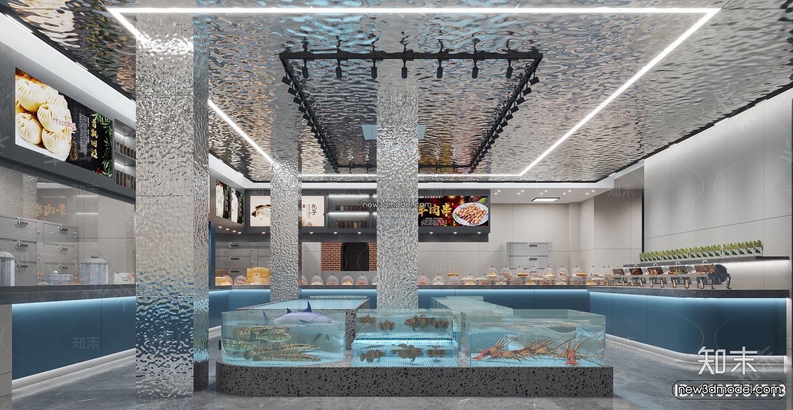 Seafood Restaurant 3D Scene – 3D Blocks – 011 – CORONA - thumbnail 2