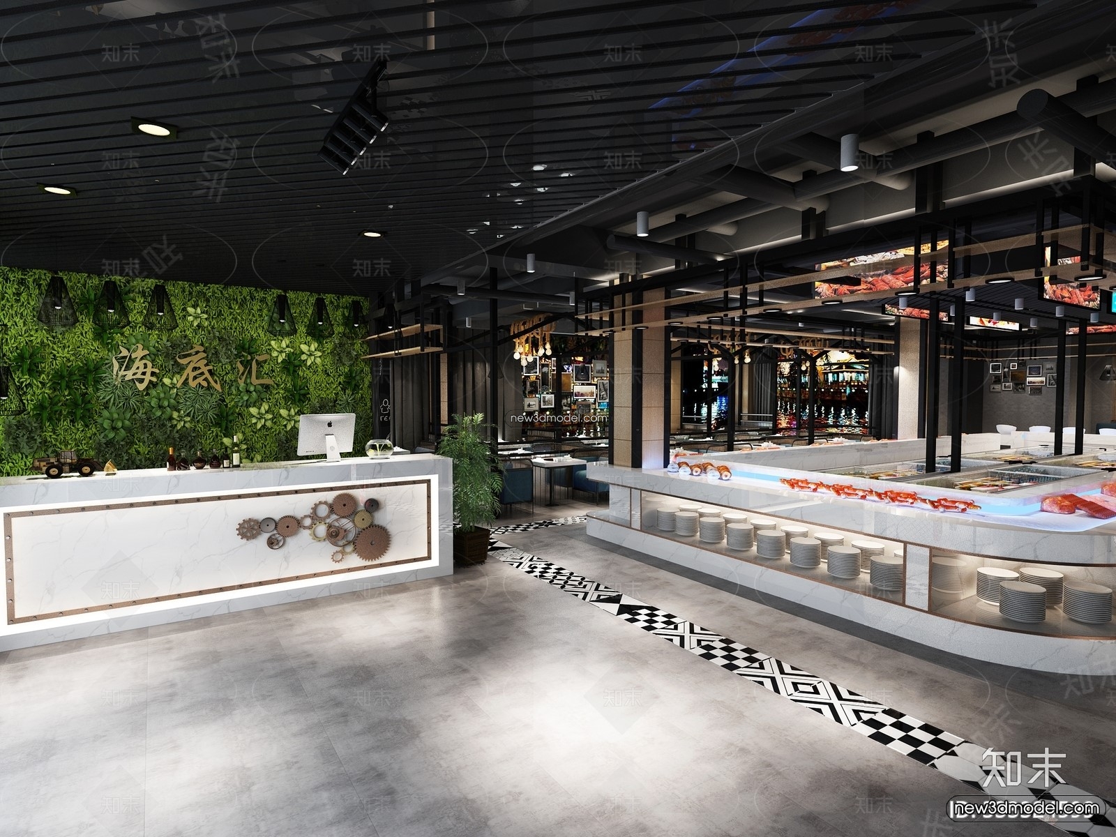 Seafood Restaurant 3D Scene – 3D Blocks – 014 – VRAY - thumbnail 2