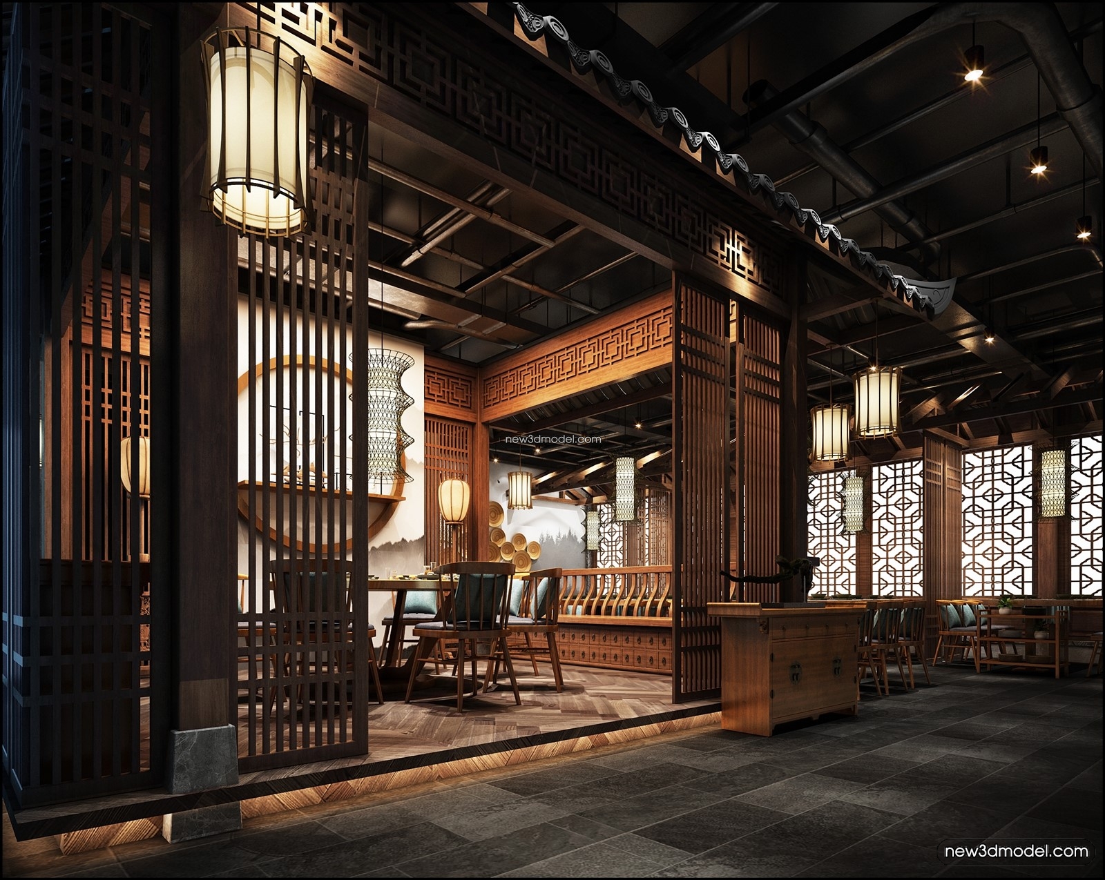 Buffet Restaurant of Hotels 3D Scenes – 3D Blocks – 081 – VRAY - thumbnail 2