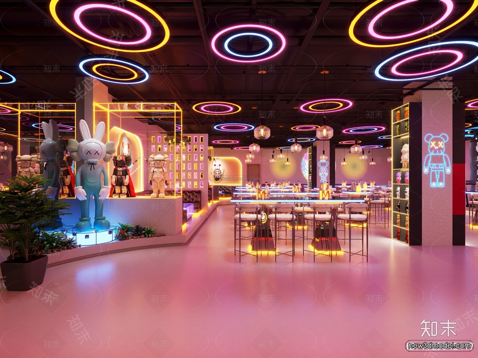 Modern Style Interior 3D Blocks and 3D Models – Bar 3D Scene – 725 – CORONA - thumbnail 3