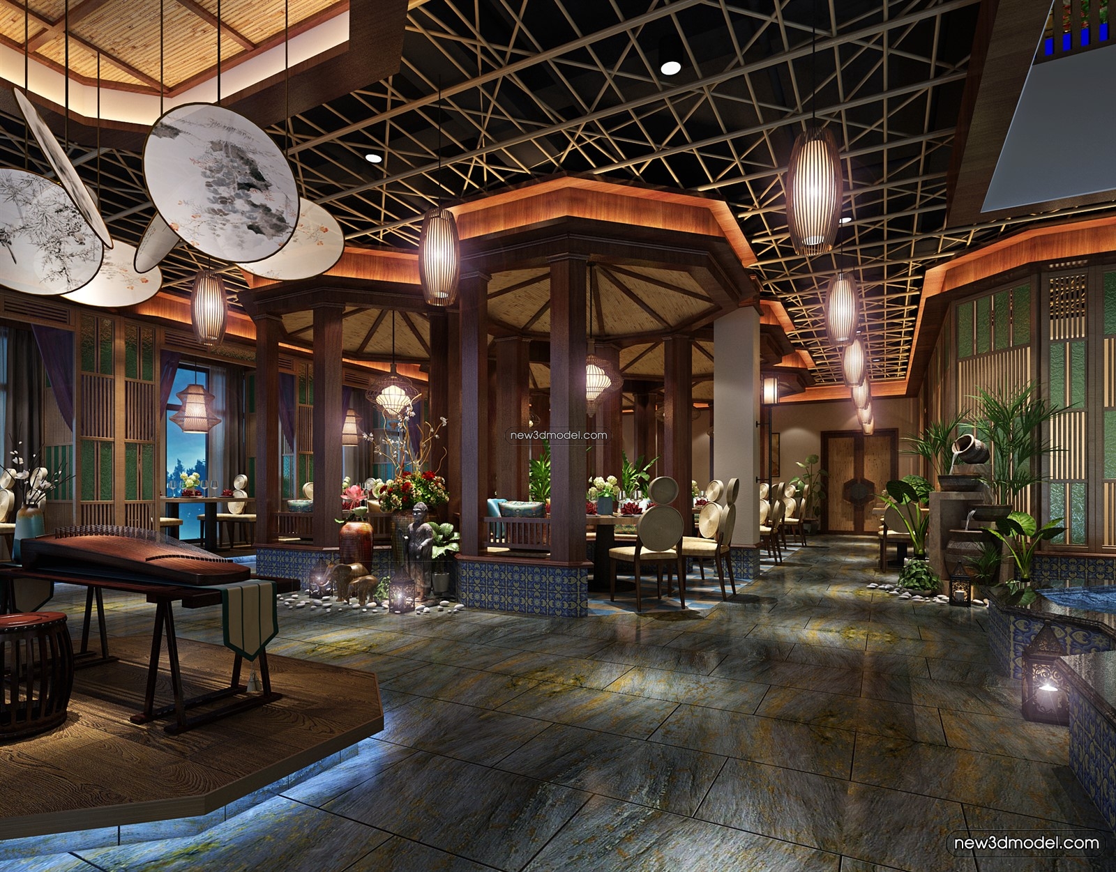 Buffet Restaurant of Hotels 3D Scenes – 3D Blocks – 082 – VRAY - thumbnail 2