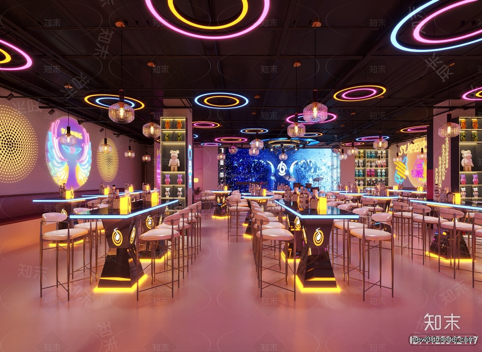 Modern Style Interior 3D Blocks and 3D Models – Bar 3D Scene – 725 – CORONA - thumbnail 2