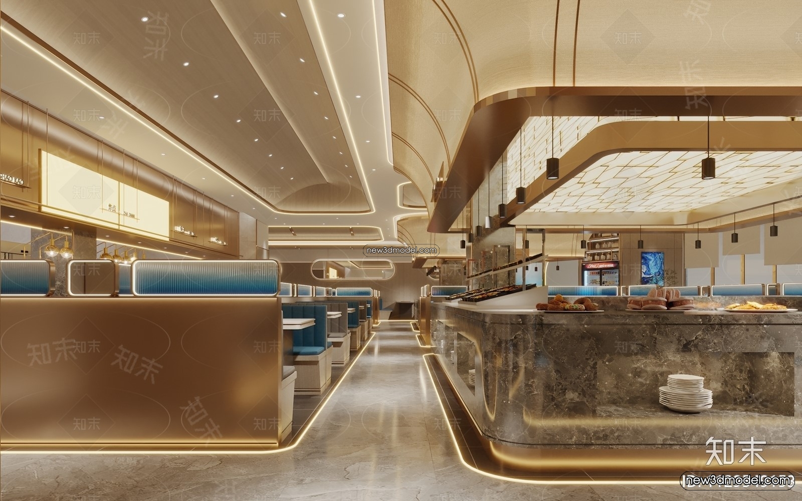 Seafood Restaurant 3D Scene – 3D Blocks – 016 – CORONA - thumbnail 2