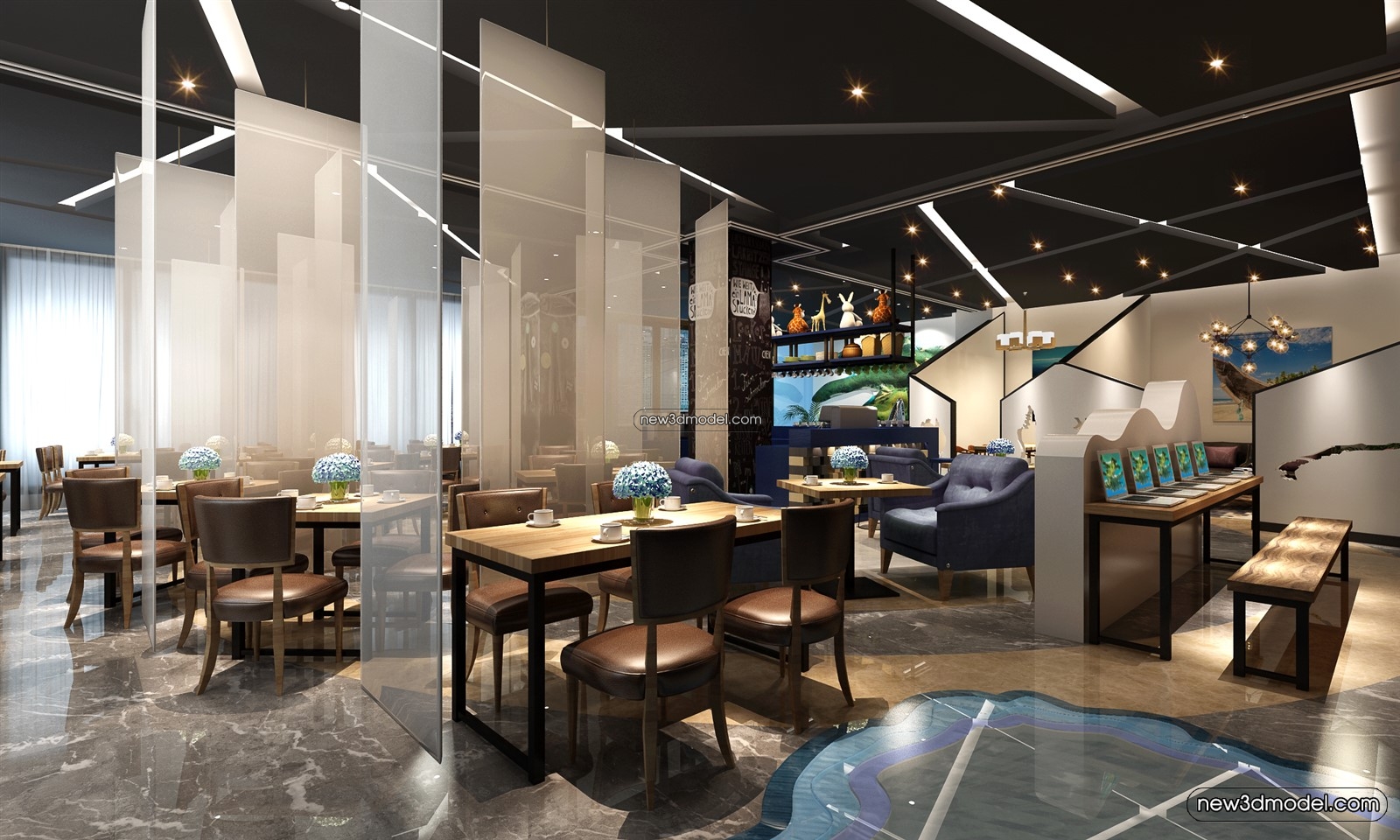 Buffet Restaurant of Hotels 3D Scenes – 3D Blocks – 084 – VRAY - thumbnail 2
