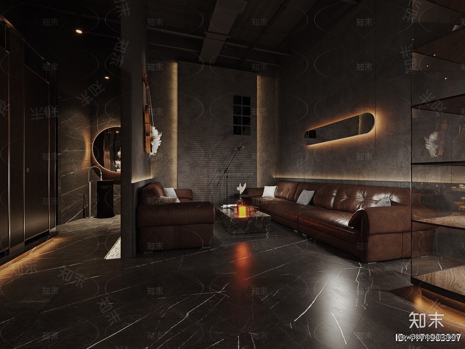 Modern Style Interior 3D Blocks and 3D Models – Bar 3D Scene – 727 – CORONA - thumbnail 2