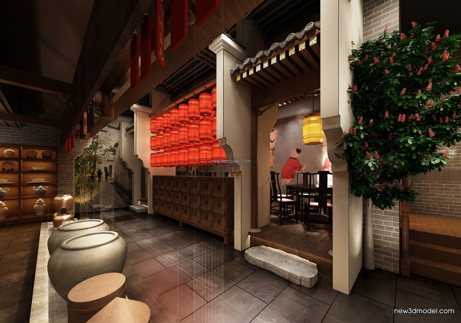 Buffet Restaurant of Hotels 3D Scenes – 3D Blocks – 085 – VRAY - thumbnail 2
