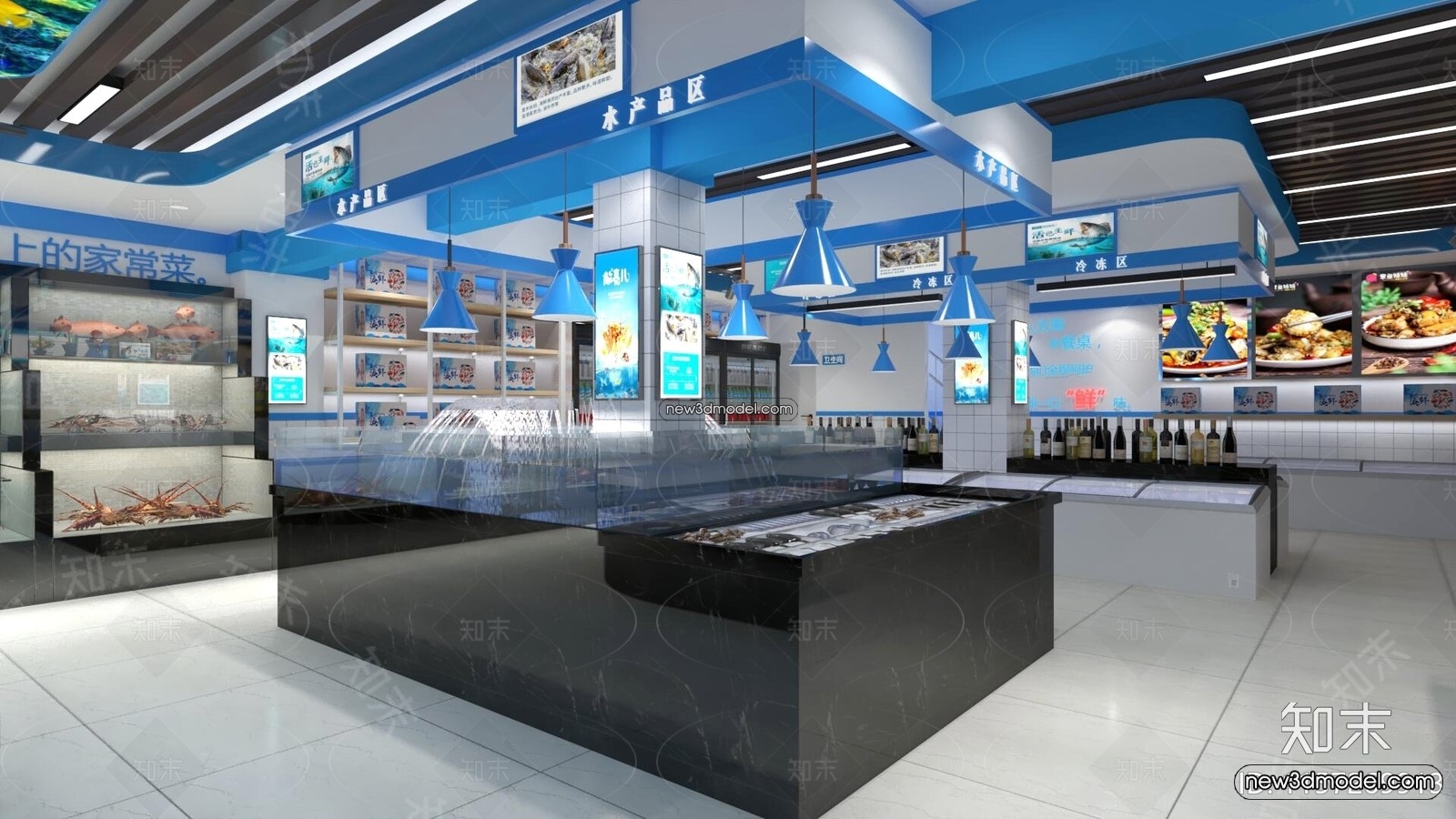 Seafood Restaurant 3D Scene – 3D Blocks – 026 – VRAY - thumbnail 2
