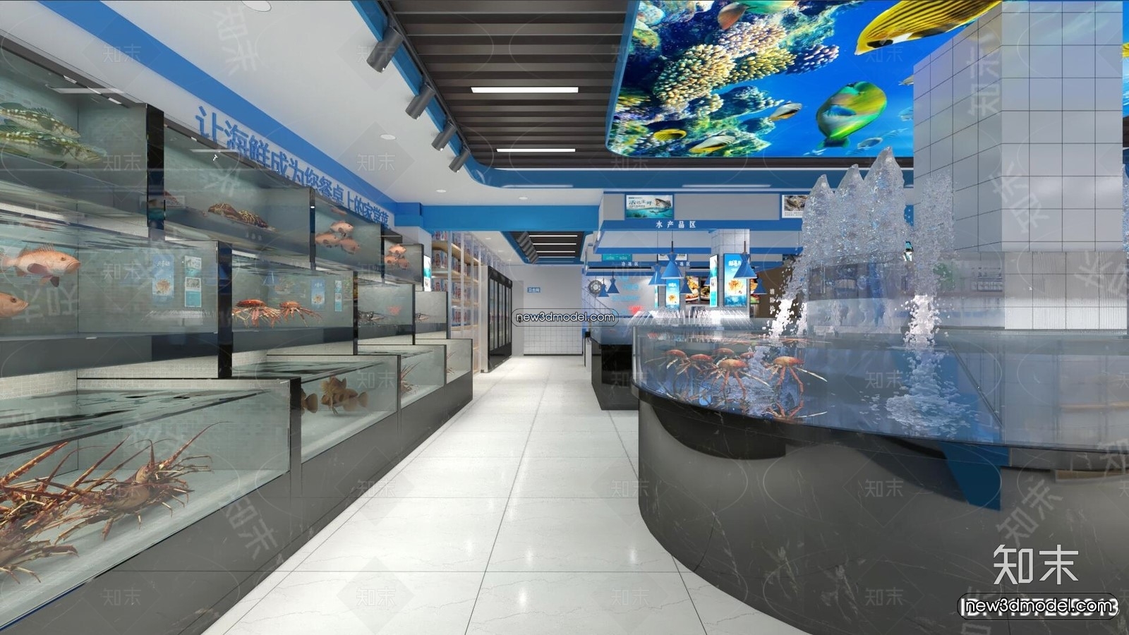 Seafood Restaurant 3D Scene – 3D Blocks – 026 – VRAY - thumbnail 3