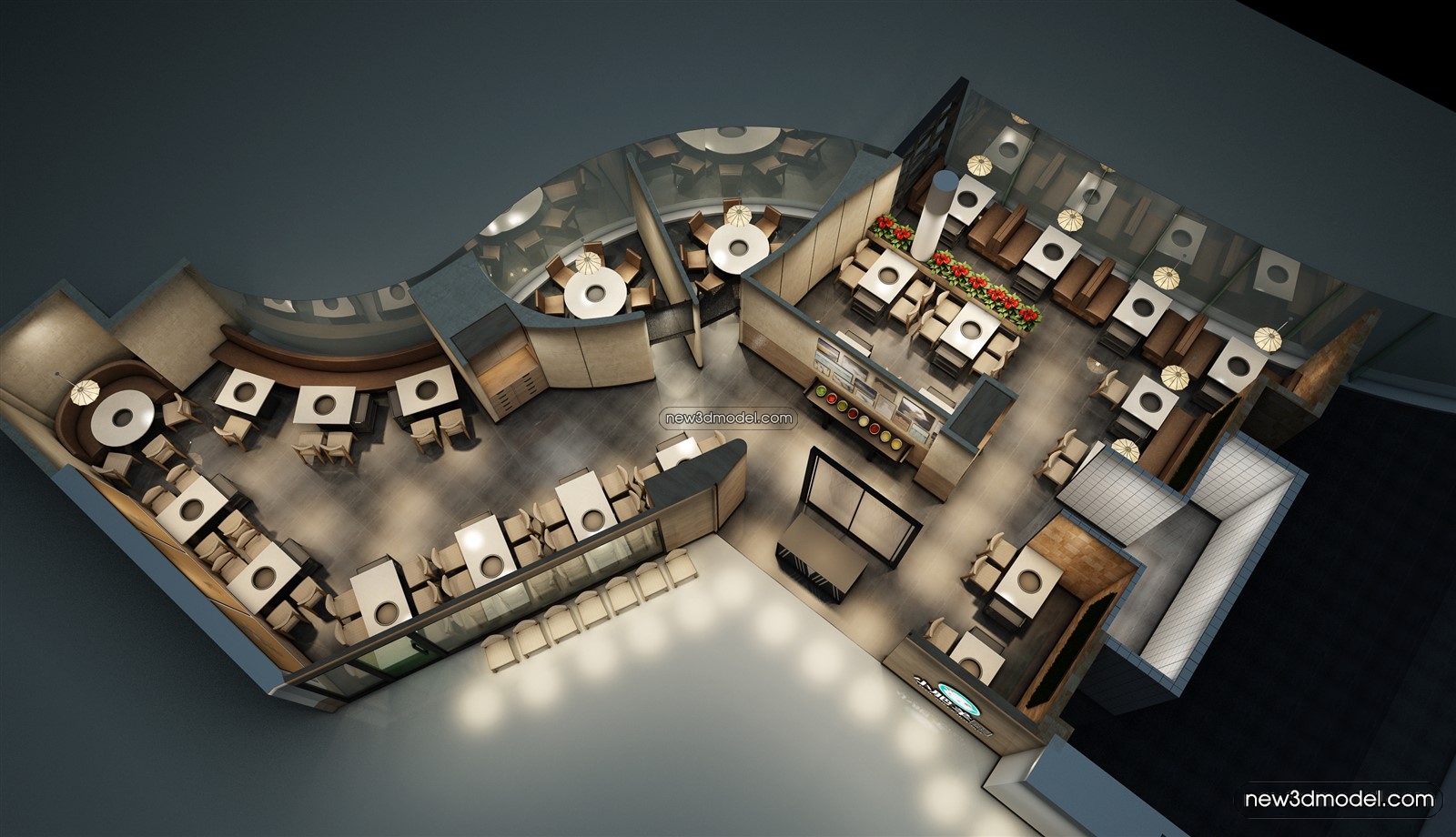 Buffet Restaurant of Hotels 3D Scenes – 3D Blocks – 086 – VRAY - thumbnail 4