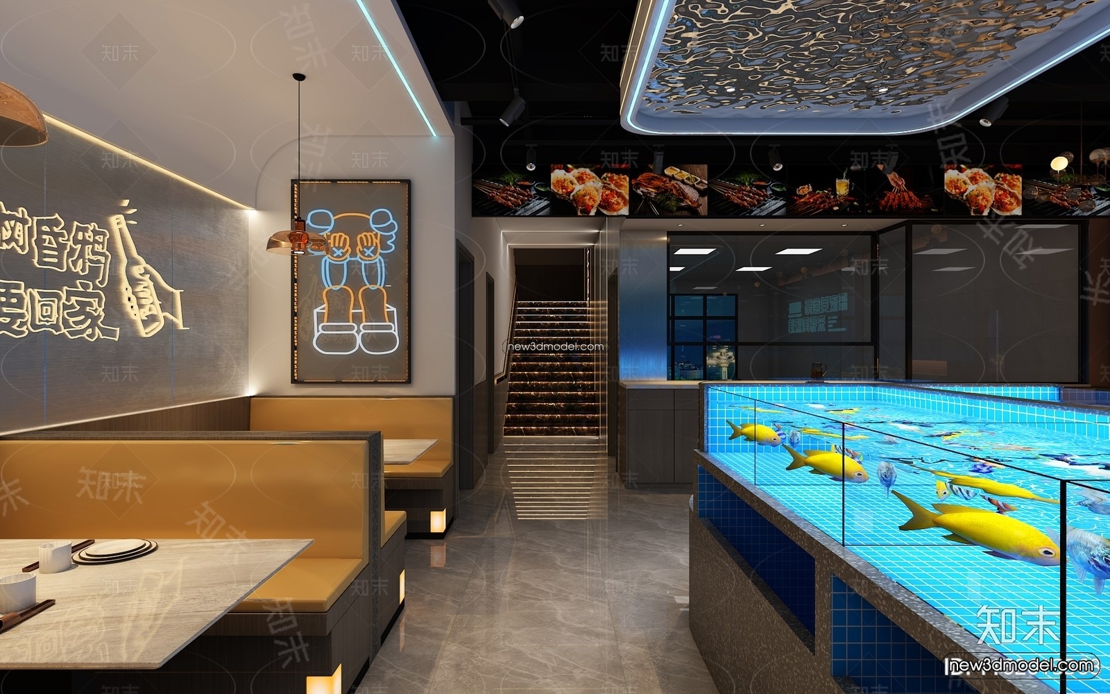 Seafood Restaurant 3D Scene – 3D Blocks – 031 – VRAY - thumbnail 3