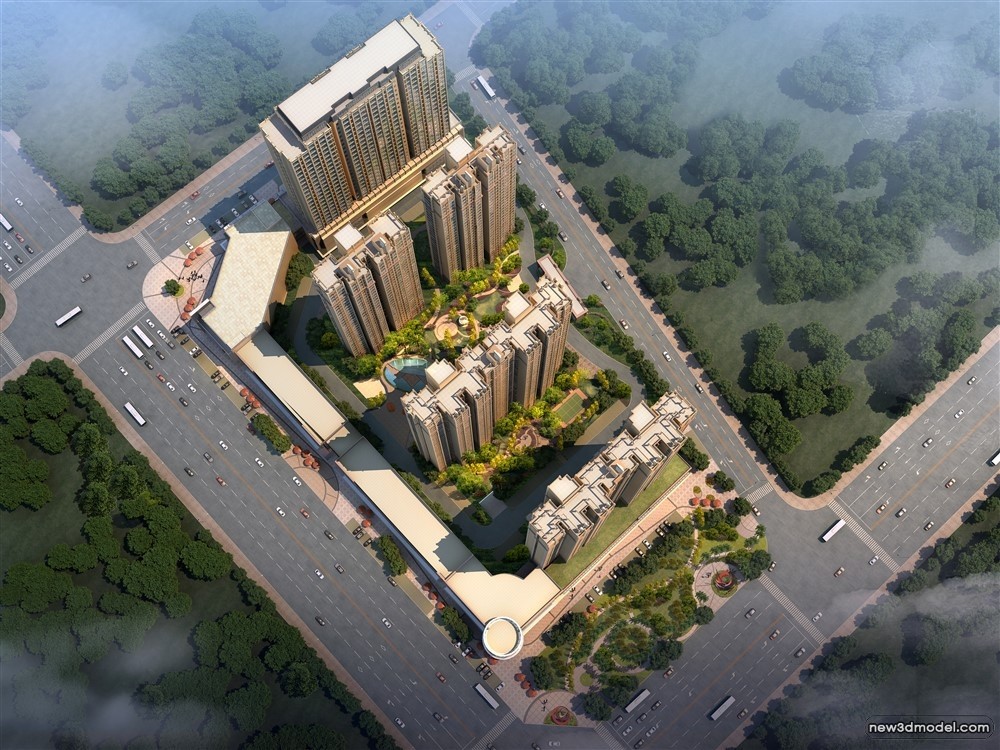 3D Models of Commercial Building – Exterior 3D Scenes – 356 – VRAY - thumbnail 3
