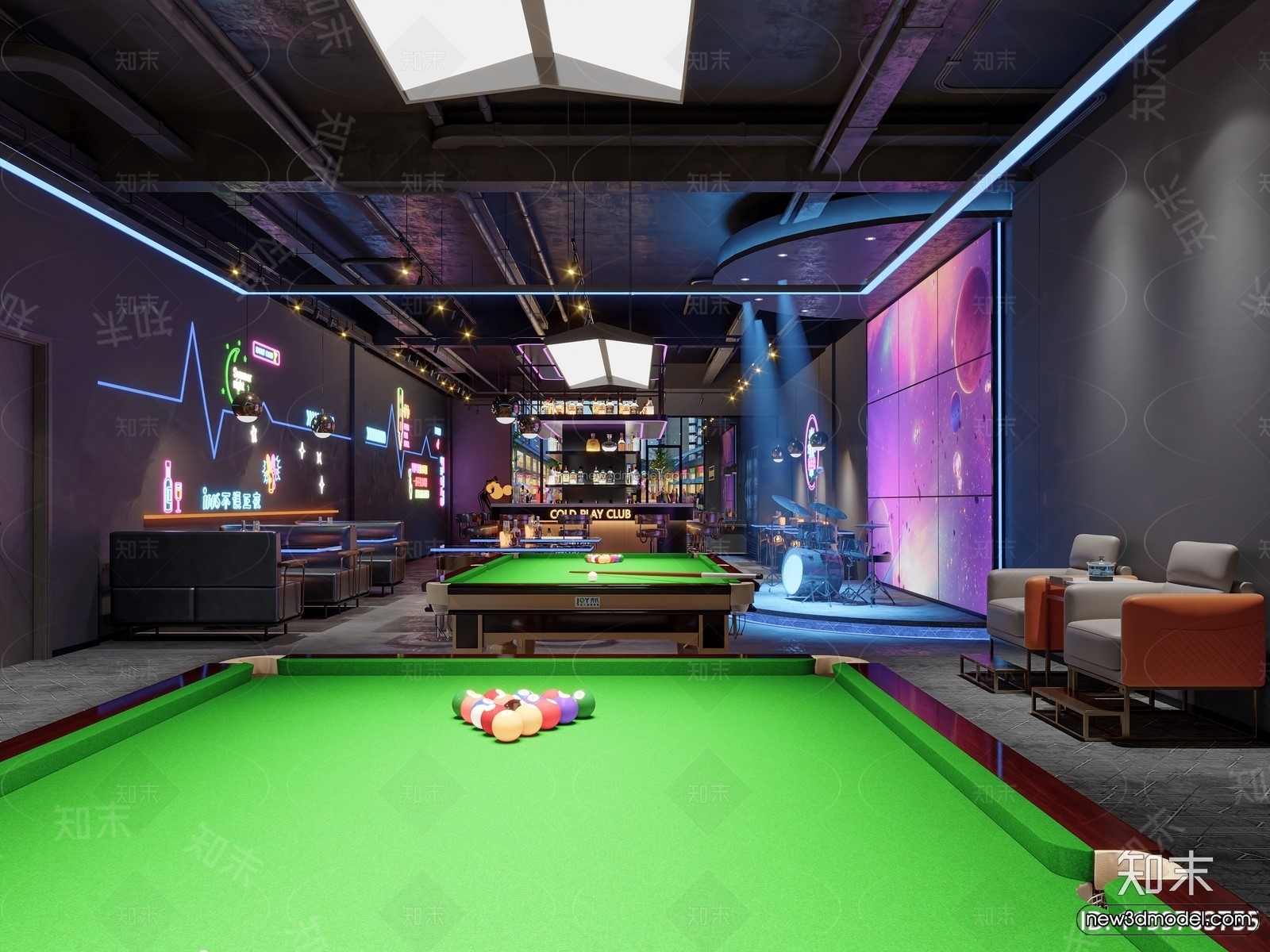 Modern Style Interior 3D Blocks and 3D Models – Bar 3D Scene – 721 – CORONA - thumbnail 2