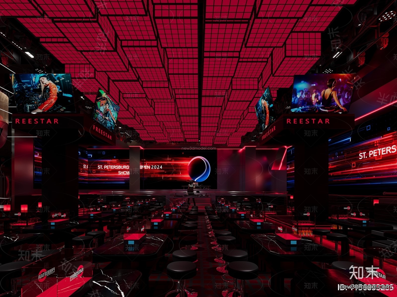 Modern Style Interior 3D Blocks and 3D Models – Bar 3D Scene – 722 – CORONA - thumbnail 2