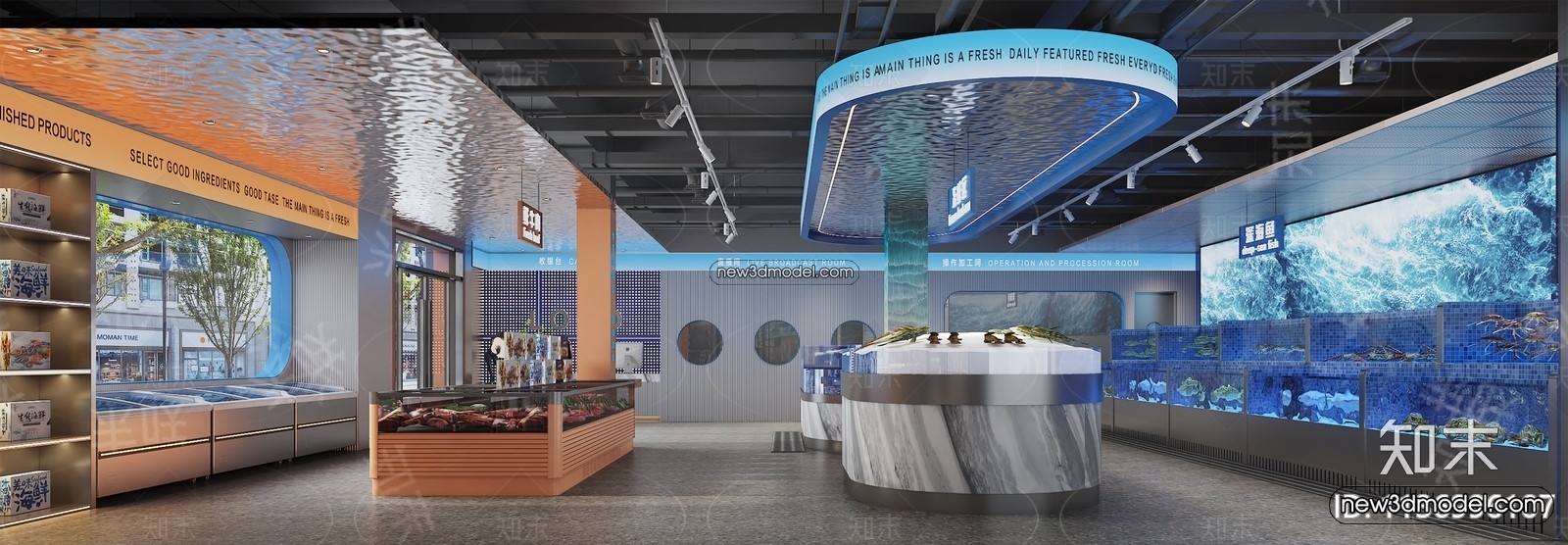 Seafood Restaurant 3D Scene – 3D Blocks – 039 – VRAY - thumbnail 2