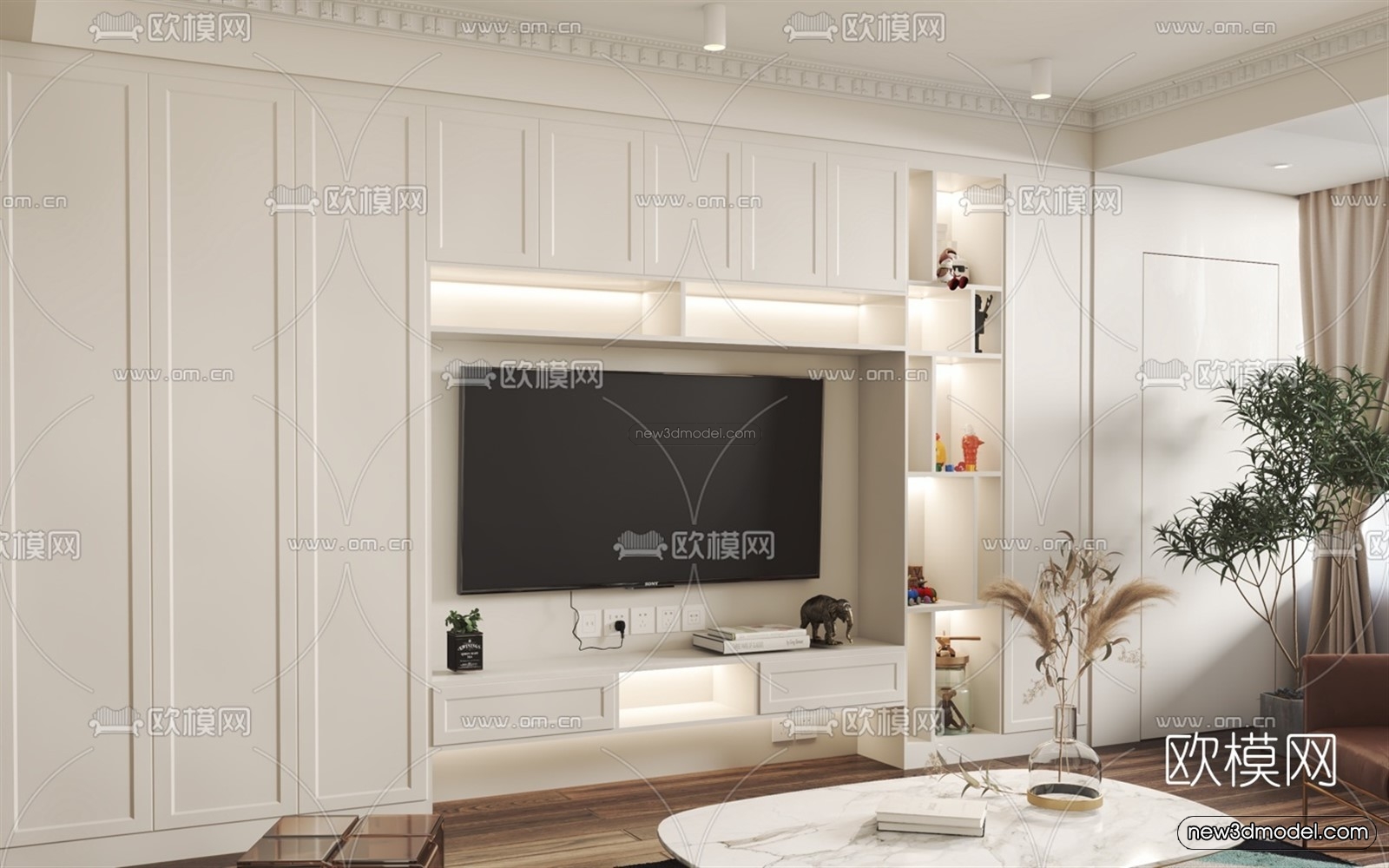 Morandi Style Interior 3D Blocks – Living Room 3D Scene – 103 – VRAY - thumbnail 2