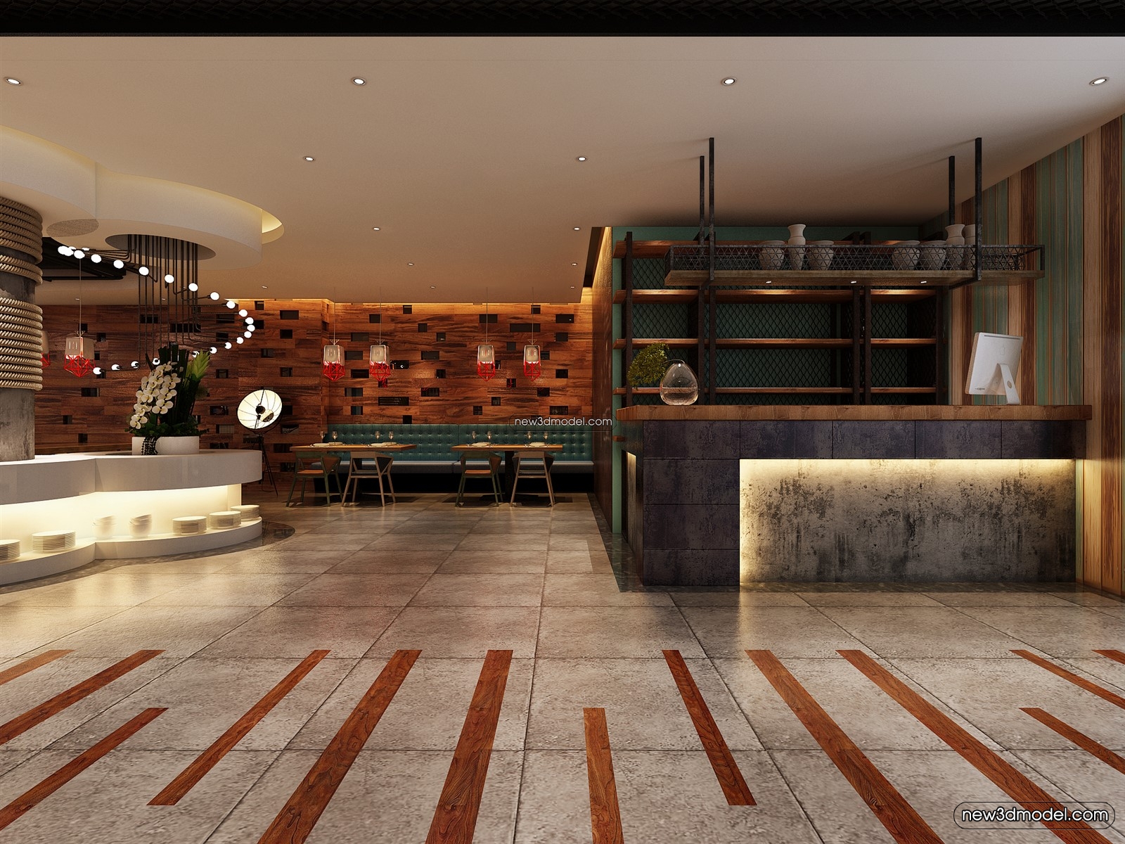 Buffet Restaurant of Hotels 3D Scenes – 3D Blocks – 094 – VRAY - thumbnail 3