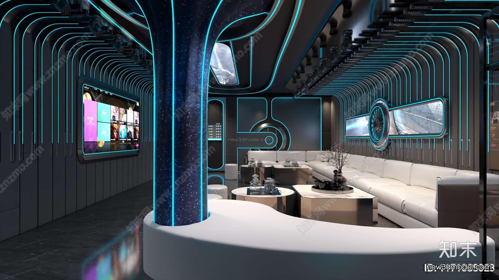 Modern Style Interior 3D Blocks and 3D Models – KTV 3D Scene – 742 – CORONA - thumbnail 2
