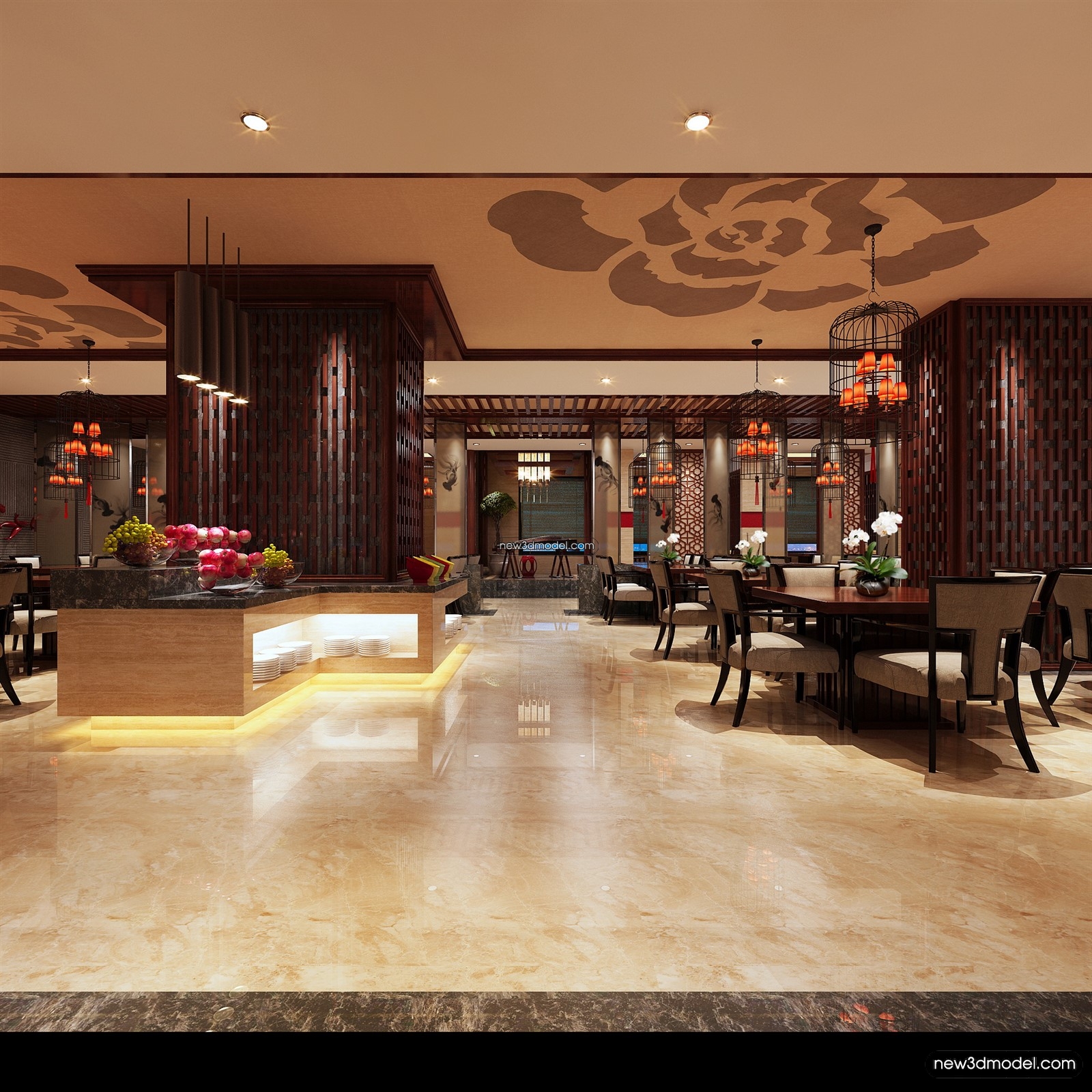Buffet Restaurant of Hotels 3D Scenes – 3D Blocks – 095 – VRAY - thumbnail 2