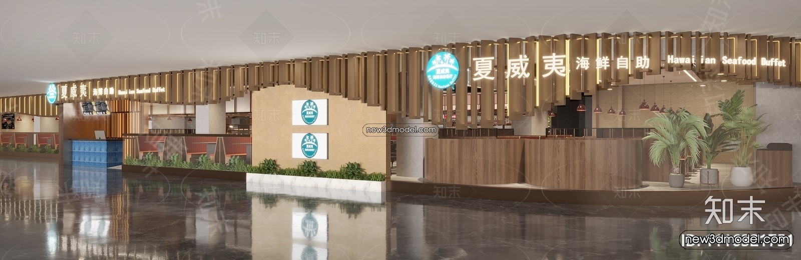 Seafood Restaurant 3D Scene – 3D Blocks – 045 – CORONA - thumbnail 4