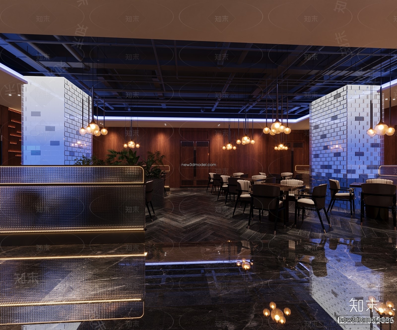 Seafood Restaurant 3D Scene – 3D Blocks – 047 – CORONA - thumbnail 2