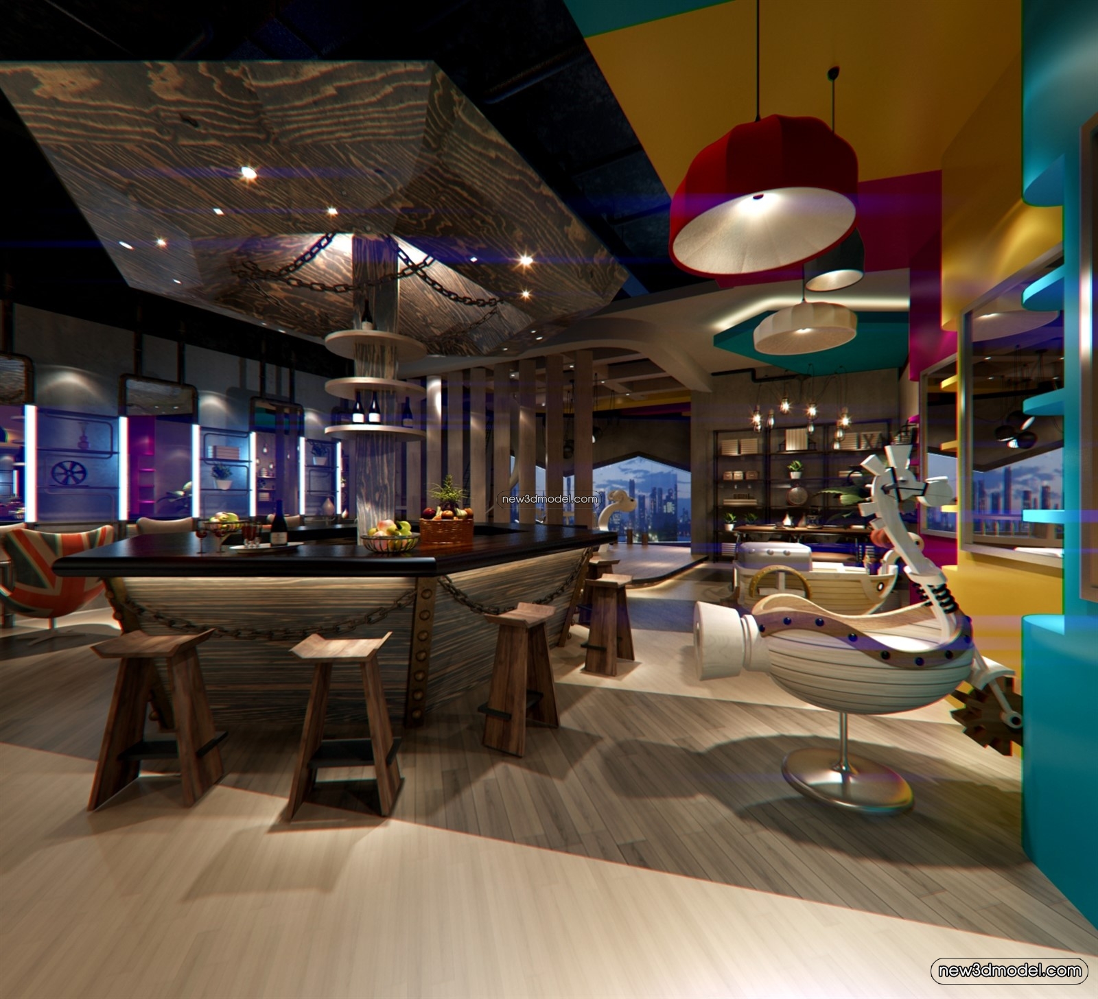 Buffet Restaurant of Hotels 3D Scenes – 3D Blocks – 102 – VRAY - thumbnail 2