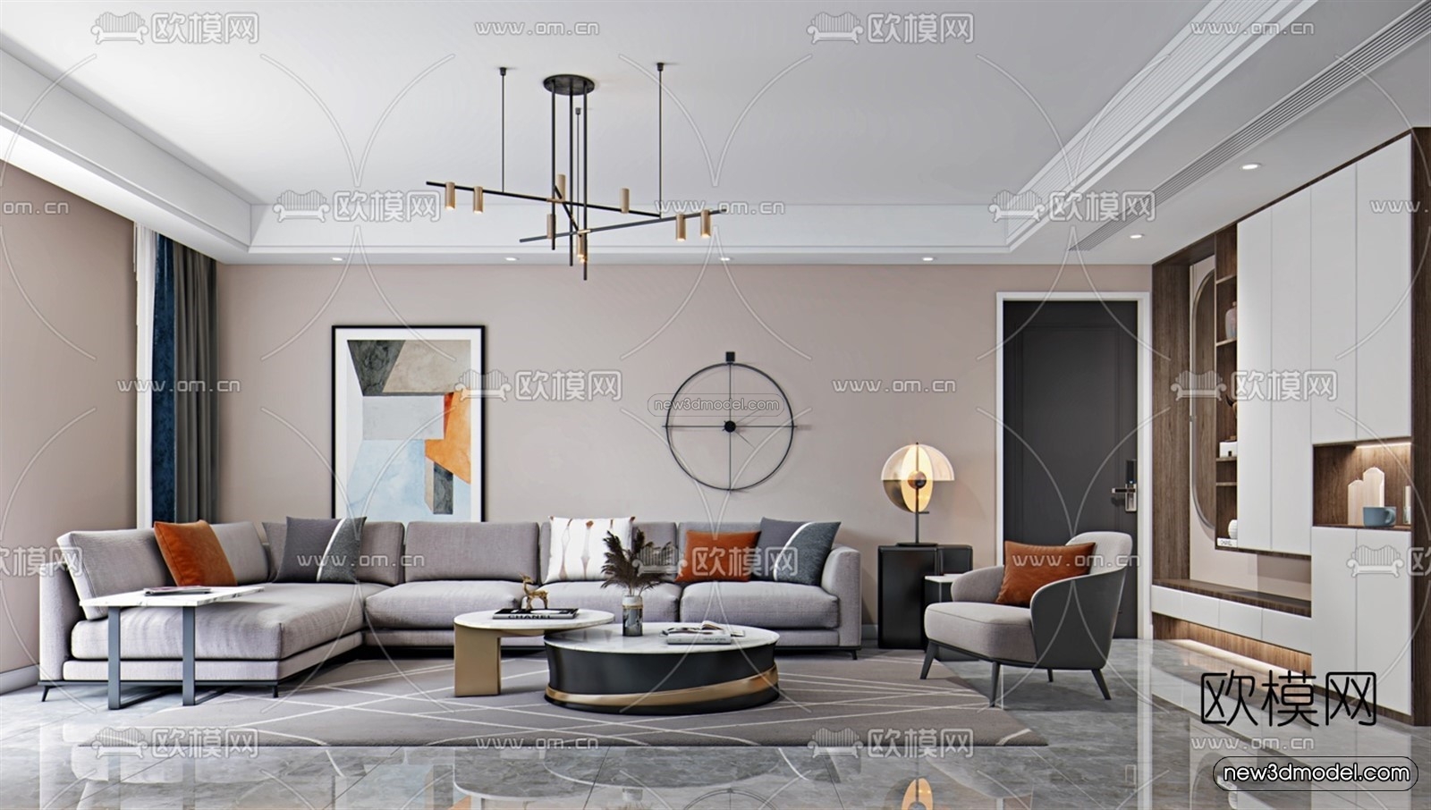 Modern Style Interior 3D Blocks – Living Room 3D Model – 017 – VRAY - thumbnail 2