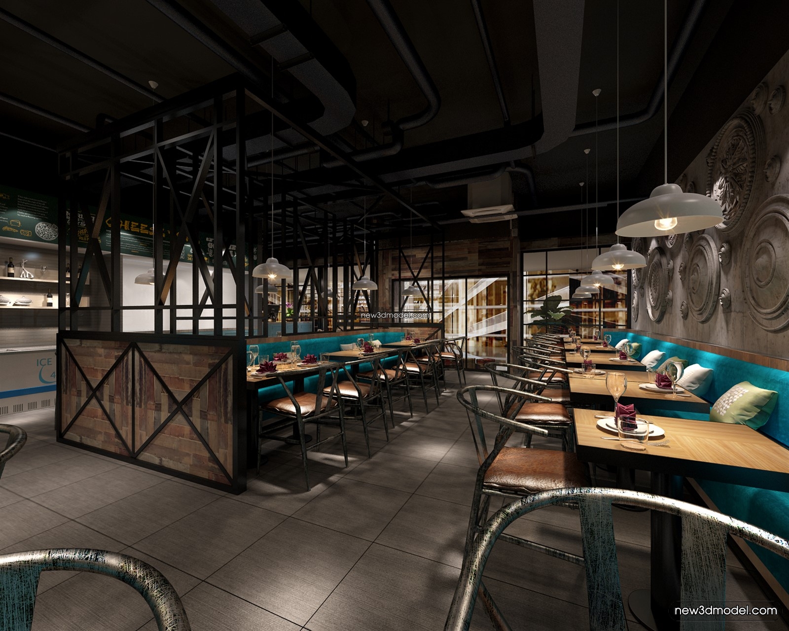 Buffet Restaurant of Hotels 3D Scenes – 3D Blocks – 106 – VRAY - thumbnail 2